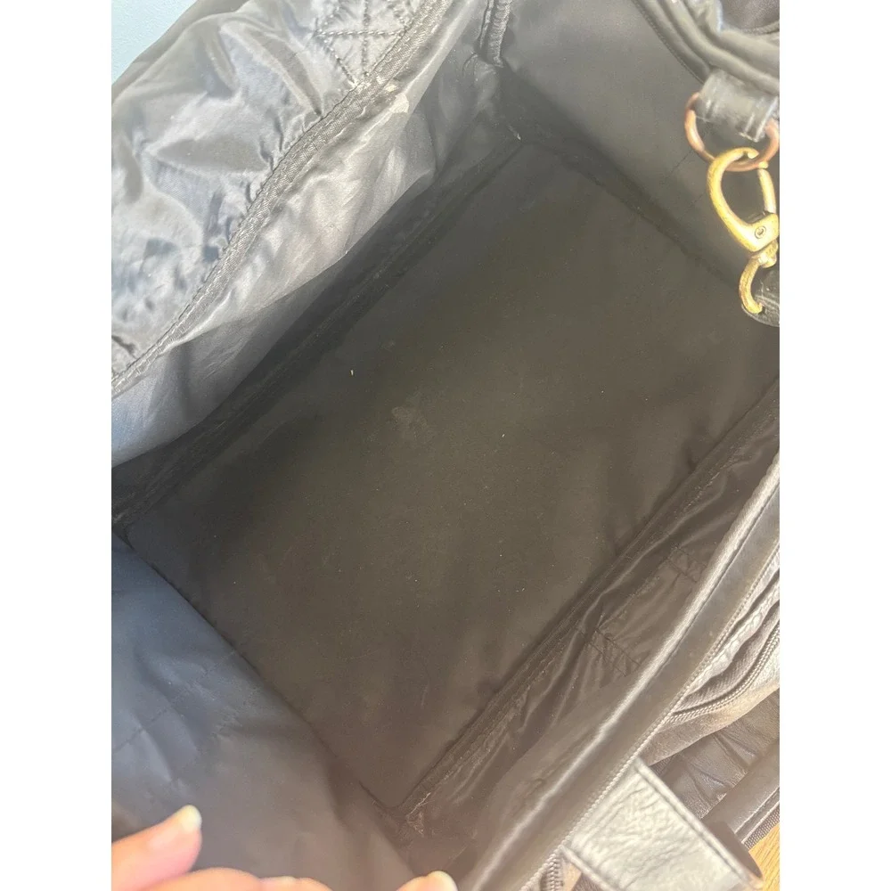 Y2K Blue Martini Black Leather Duffle Bag‎ Travel Weekender Gym Luggage Vintage